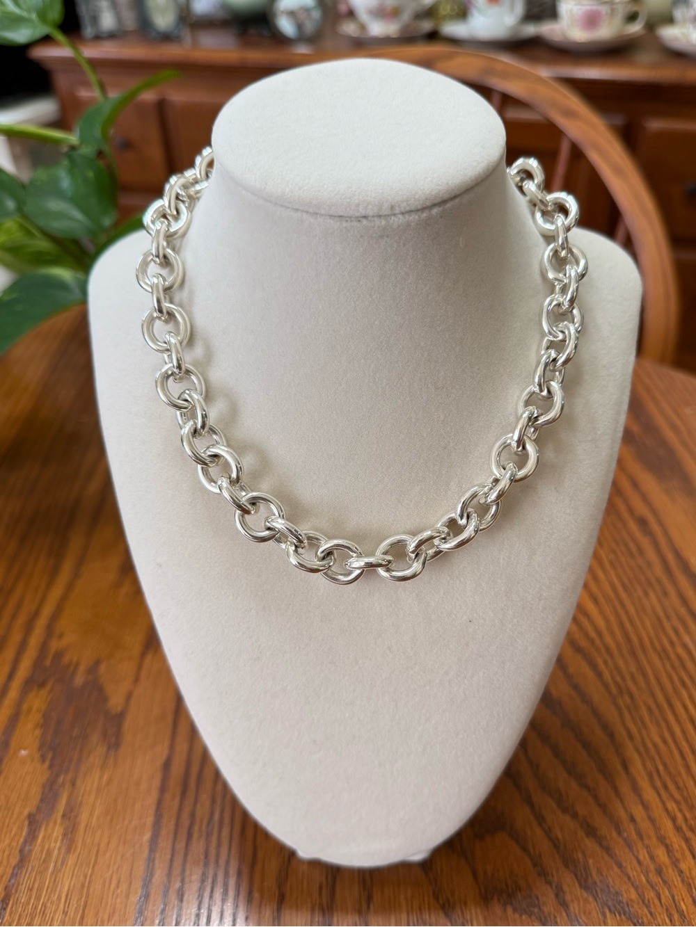 Sterling Silver Chunky Chain Necklace Stamped 925